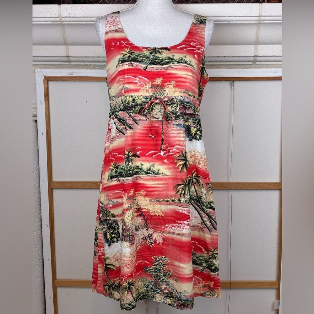 Puanani NWT Hawaiian Made Scenery Print Sleeveless A-Line Dress real deal!